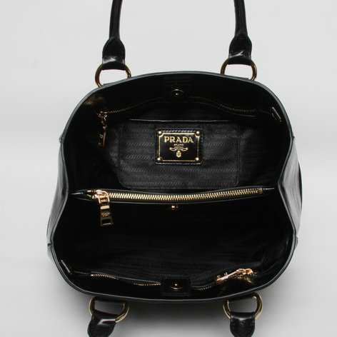 2014 Prada bright calfskin leather tote bag BN2533 black - Click Image to Close